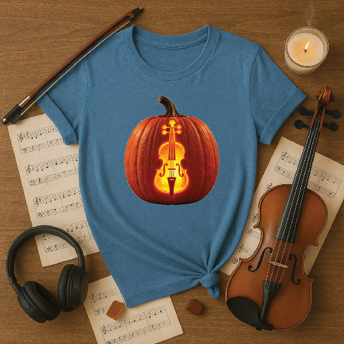 Glowing Cello Pumpkin Halloween Shirt