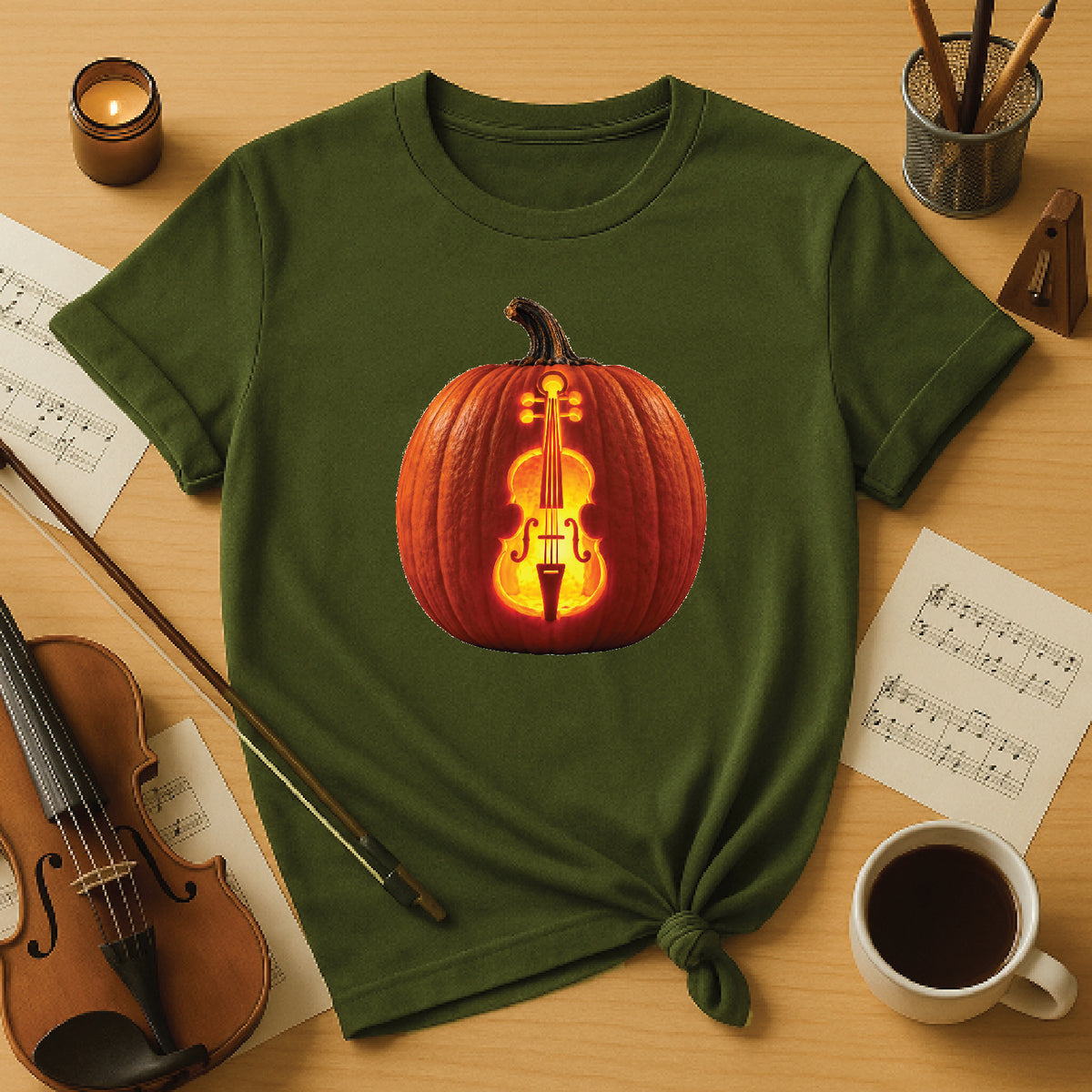 Glowing Cello Pumpkin Halloween Shirt