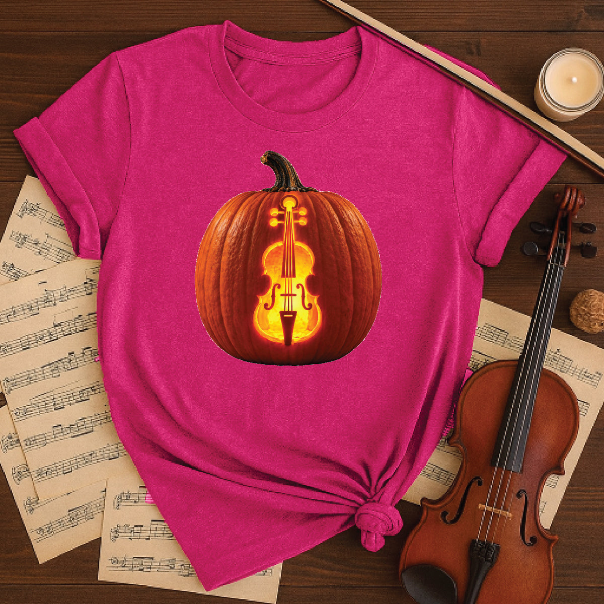 Glowing Cello Pumpkin Halloween Shirt