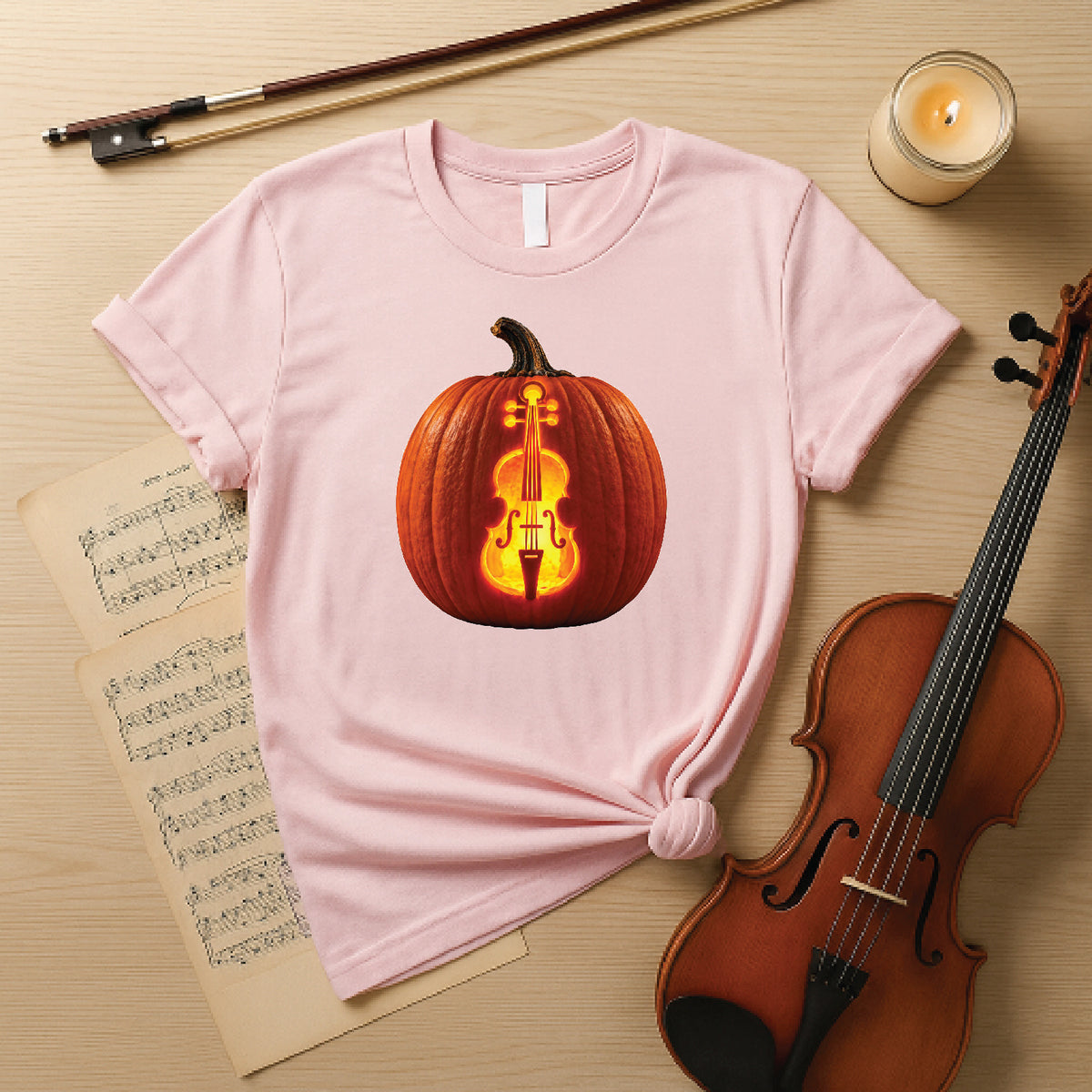 Glowing Cello Pumpkin Halloween Shirt