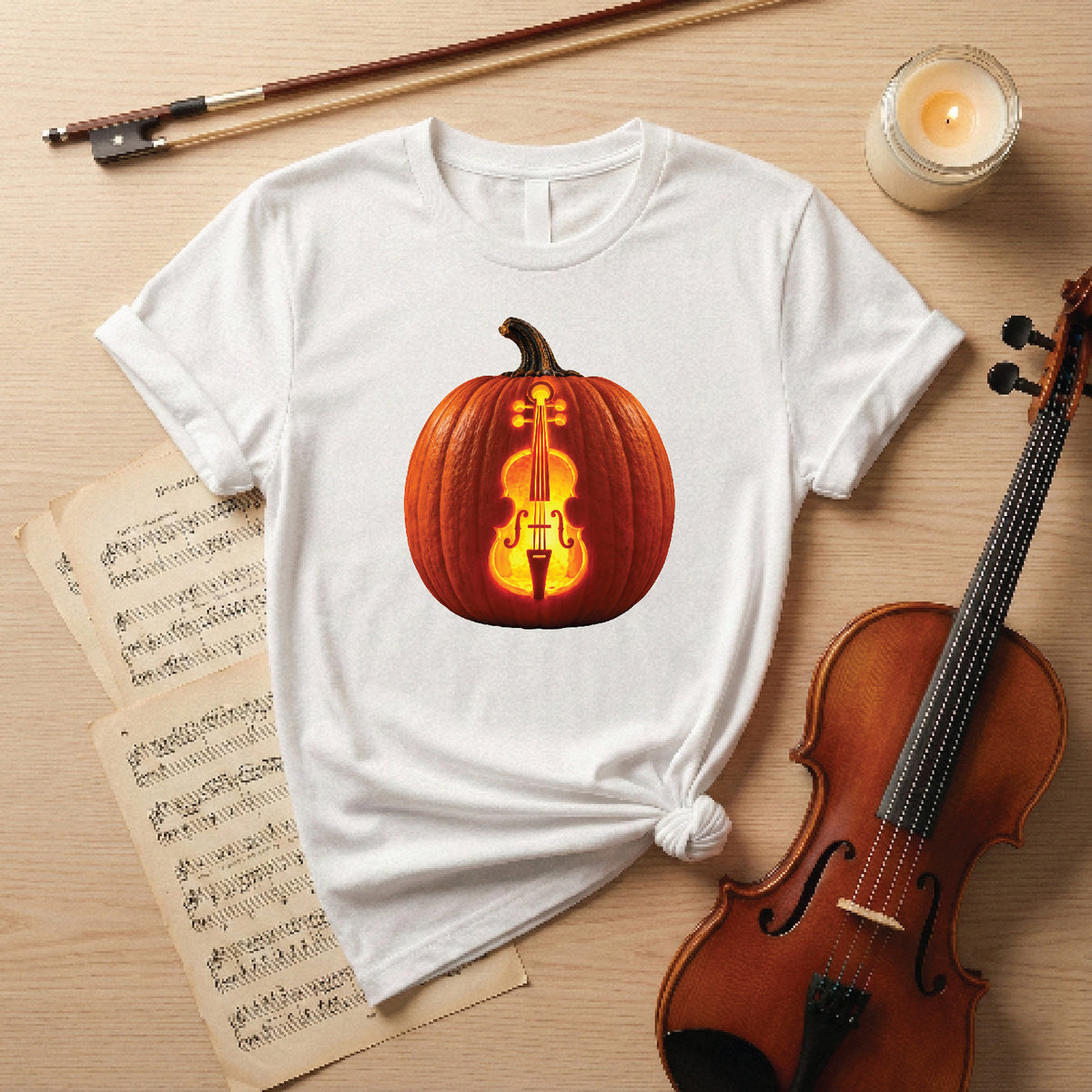 Glowing Cello Pumpkin Halloween Shirt