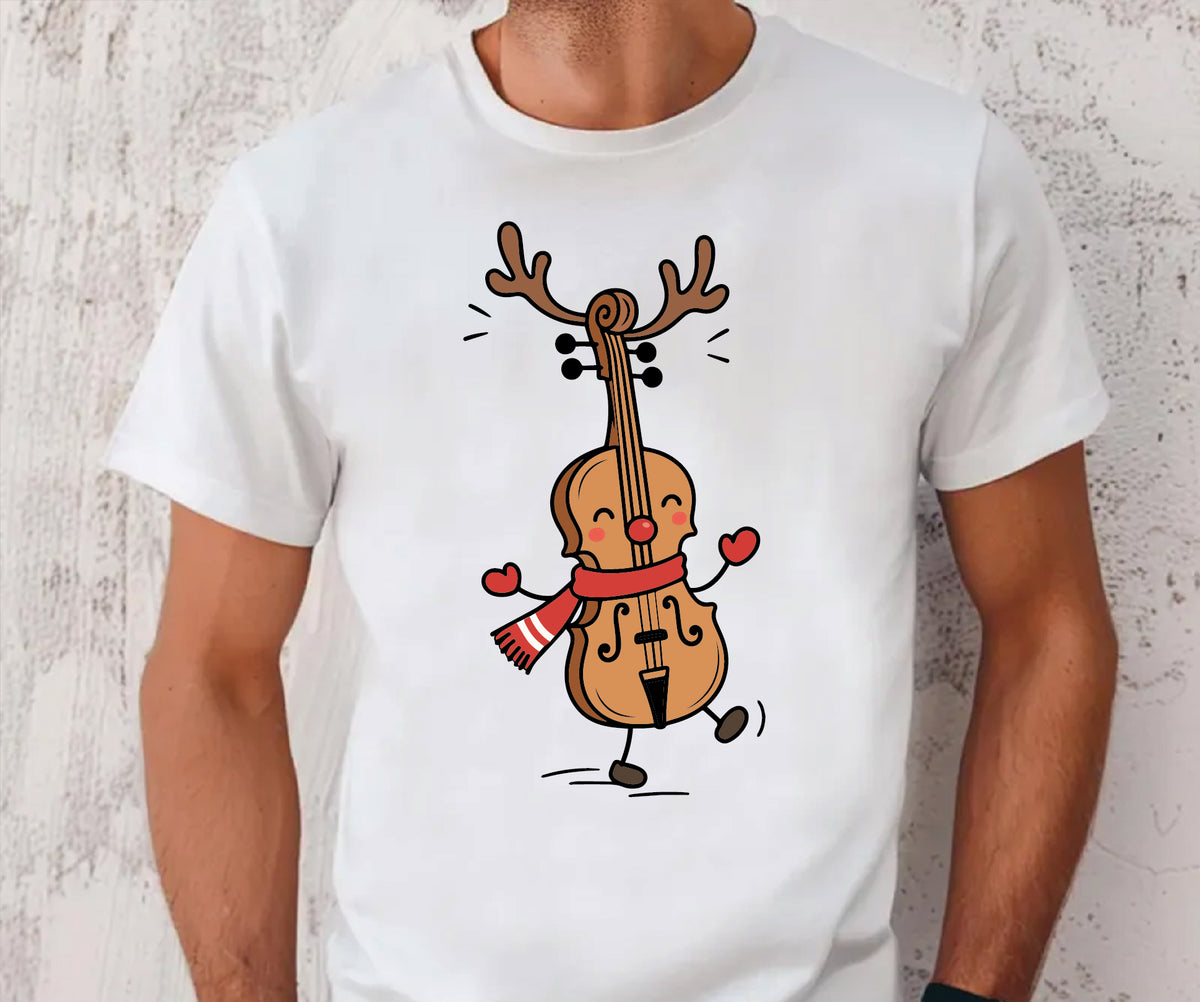 Dancing Reindeer Cello Christmas Tee
