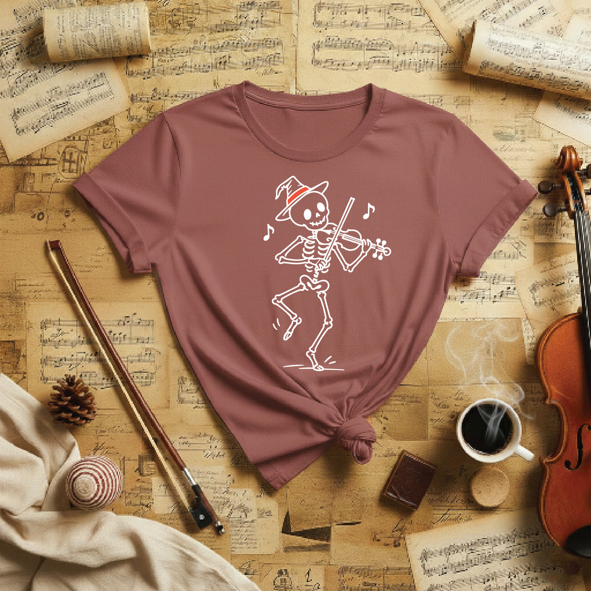 Dancing Skeleton Fiddler Halloween Shirt