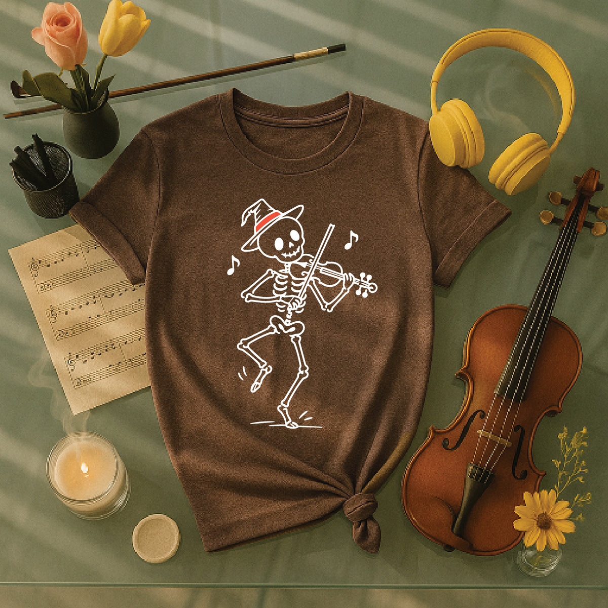 Dancing Skeleton Fiddler Halloween Shirt