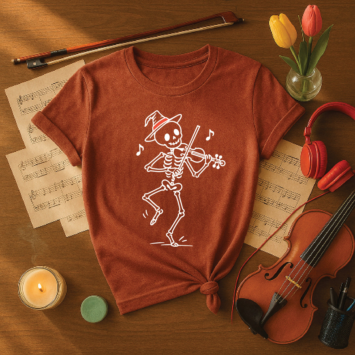 Dancing Skeleton Fiddler Halloween Shirt