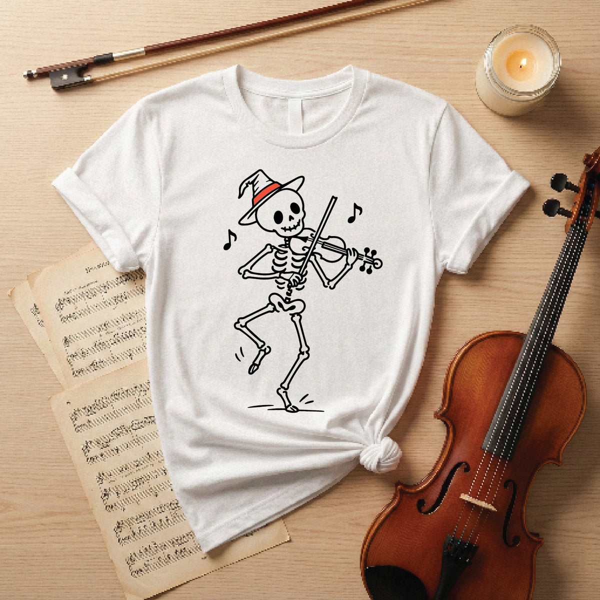 Dancing Skeleton Fiddler Halloween Shirt