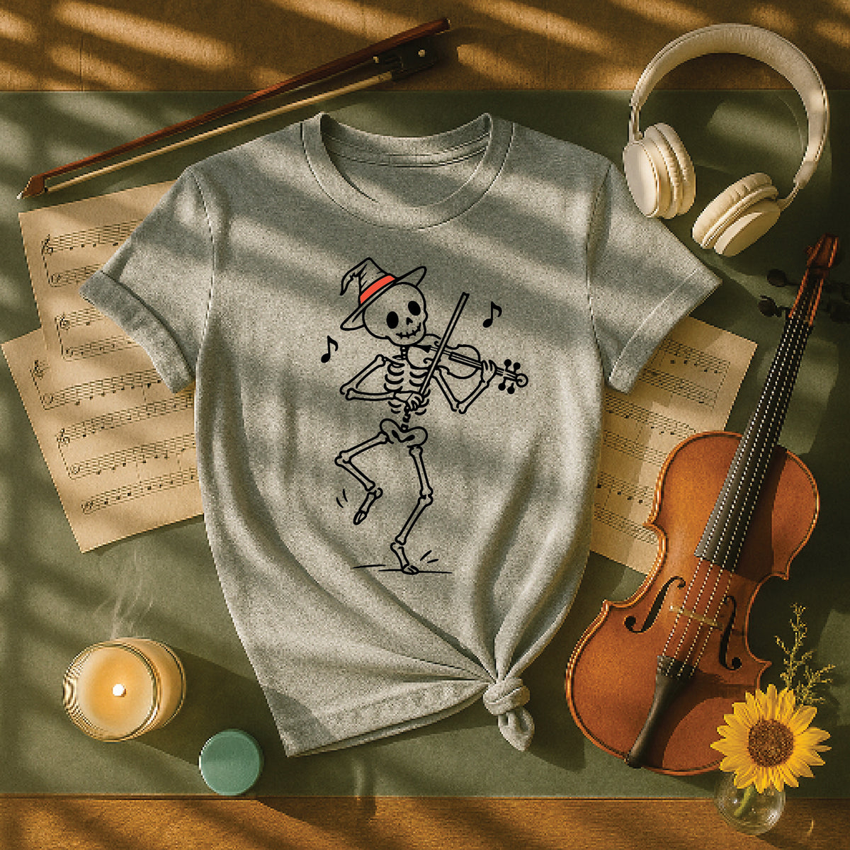 Dancing Skeleton Fiddler Halloween Shirt