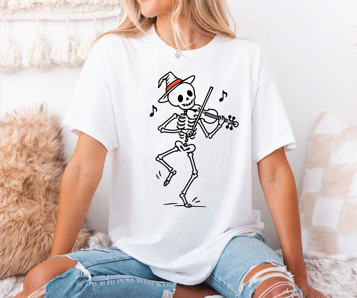Dancing Skeleton Fiddler Halloween Shirt