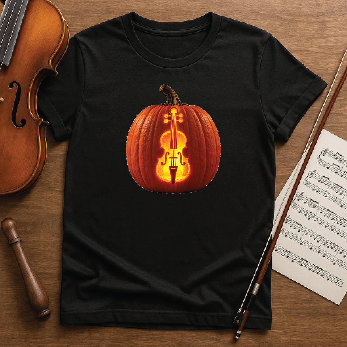 Glowing Cello Pumpkin Halloween Shirt