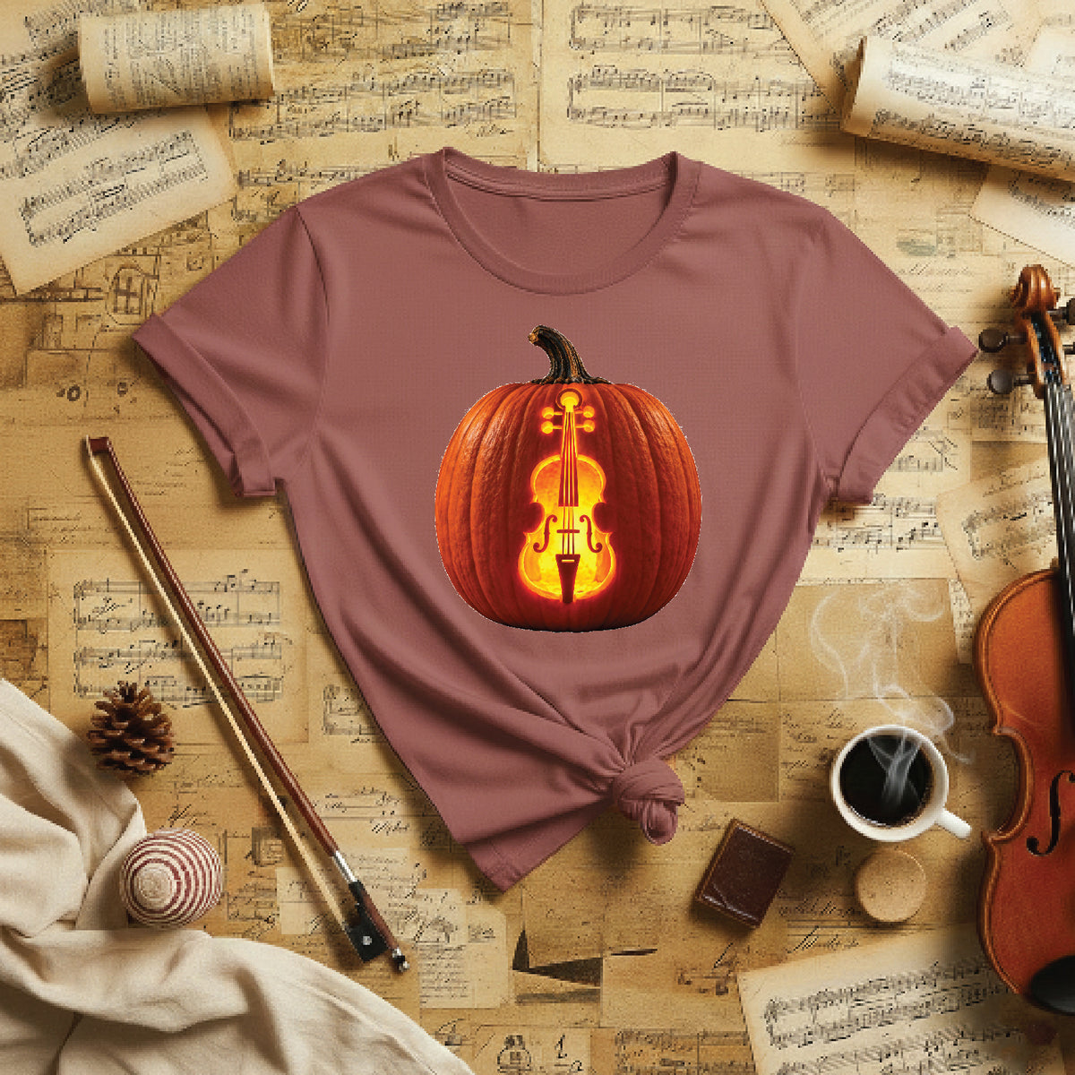 Glowing Cello Pumpkin Halloween Shirt