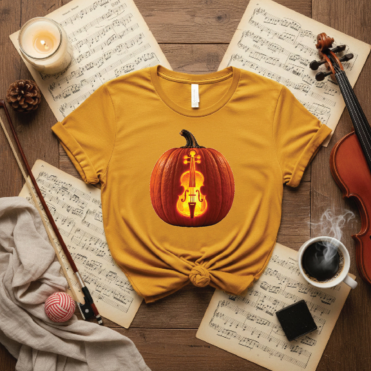 Glowing Cello Pumpkin Halloween Shirt