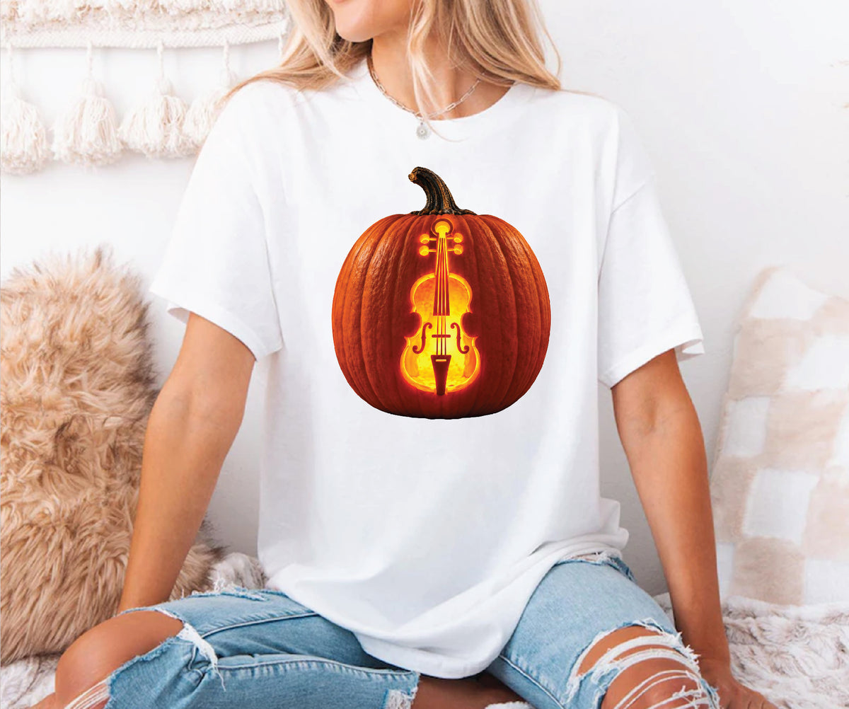 Glowing Cello Pumpkin Halloween Shirt