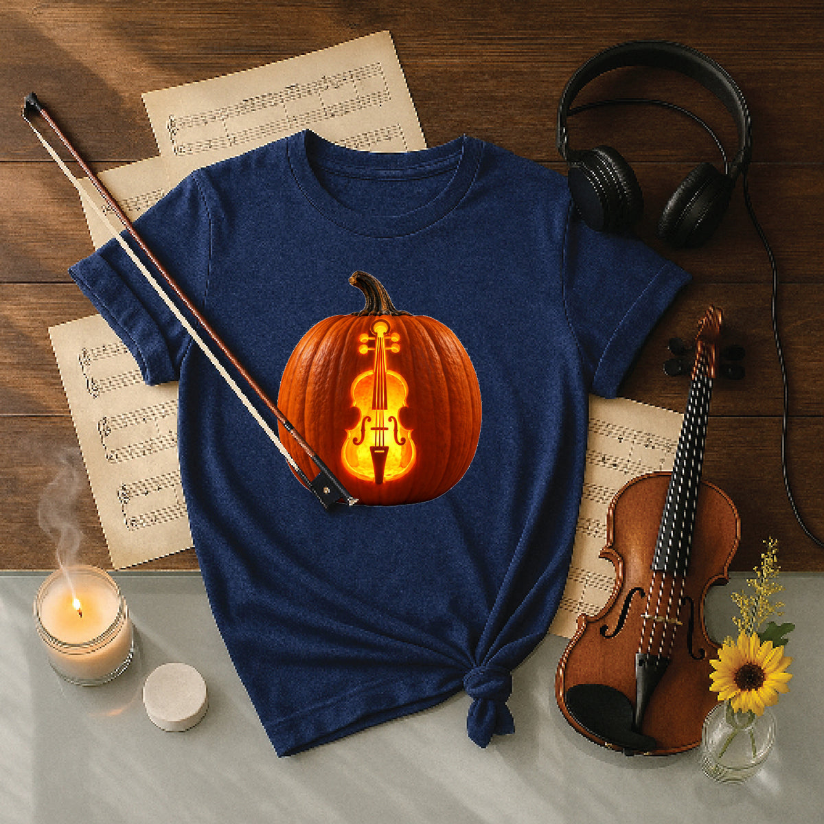 Glowing Cello Pumpkin Halloween Shirt