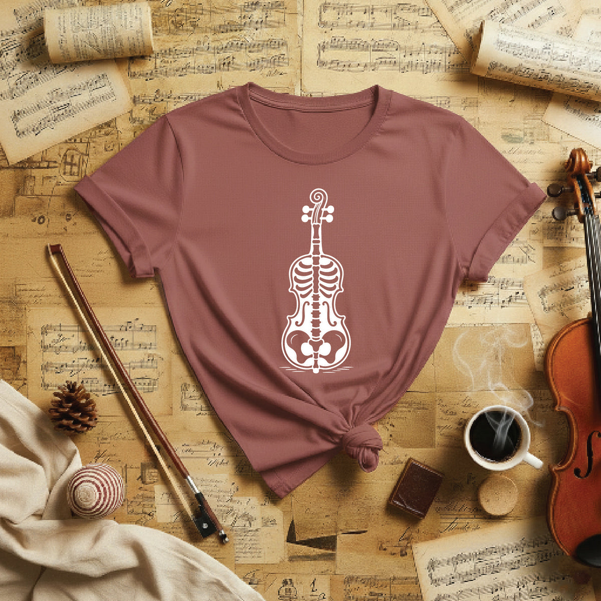Spooky Skeleton Cello Halloween Tee