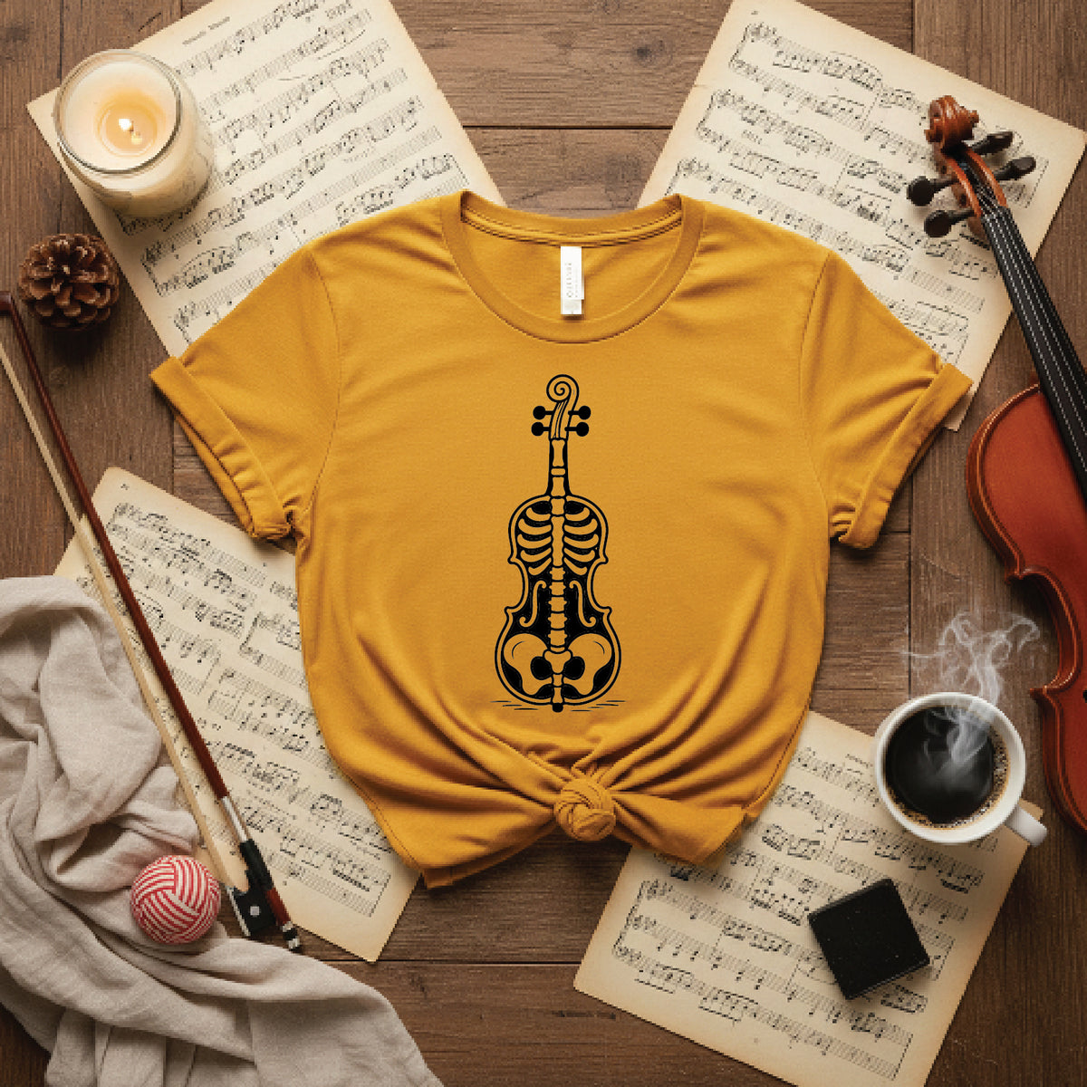 Spooky Skeleton Cello Halloween Tee