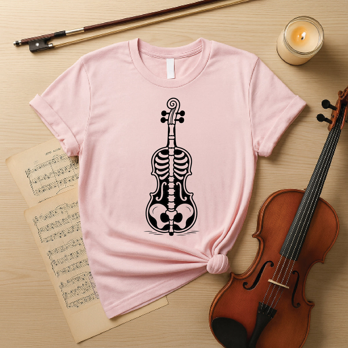 Spooky Skeleton Cello Halloween Tee