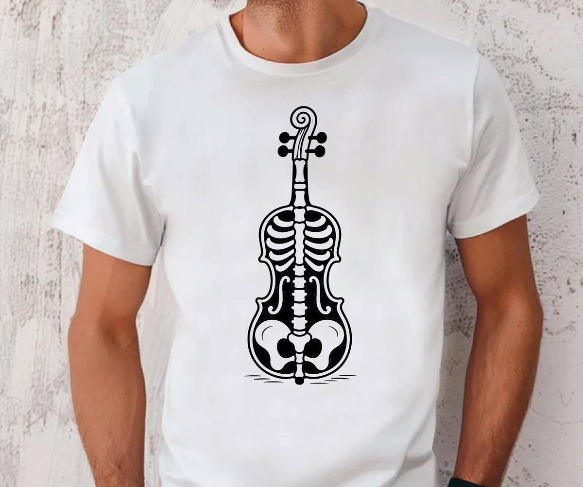 Spooky Skeleton Cello Halloween Tee