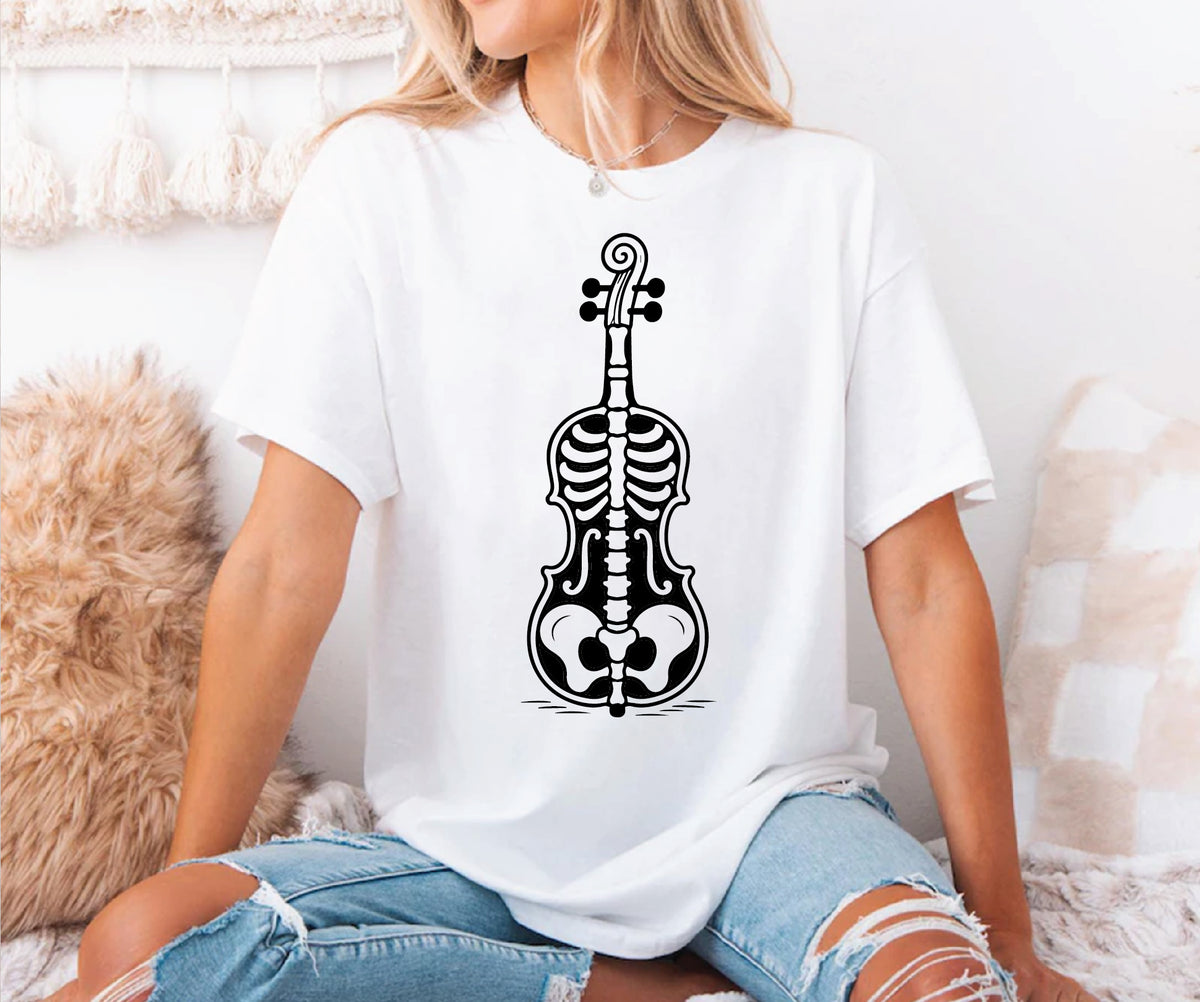 Spooky Skeleton Cello Halloween Tee