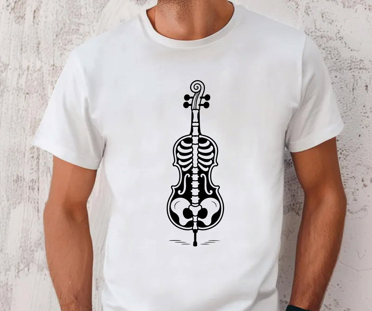 Spooky Skeleton Violin Halloween Tee