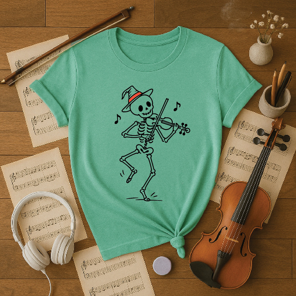 Dancing Skeleton Fiddler Halloween Shirt