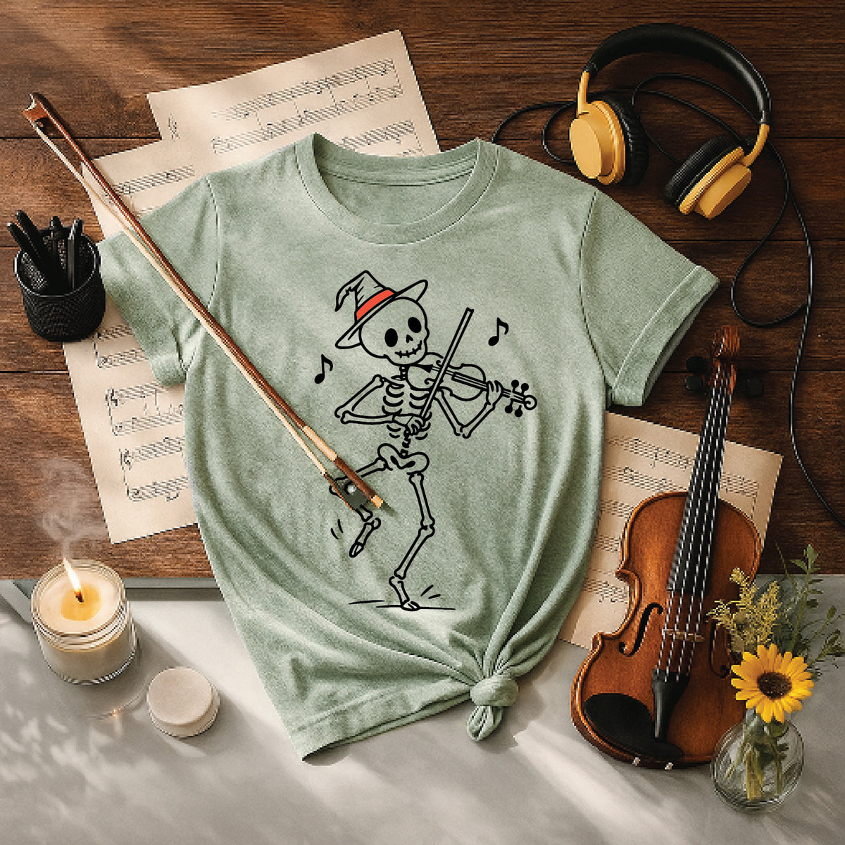 Dancing Skeleton Fiddler Halloween Shirt