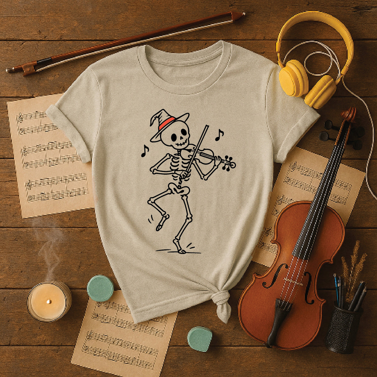 Dancing Skeleton Fiddler Halloween Shirt